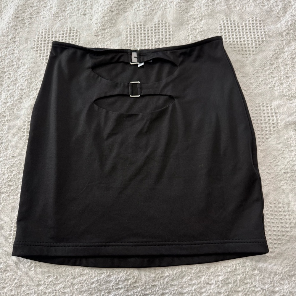 superdown Open Front Black Mini Skirt (S)